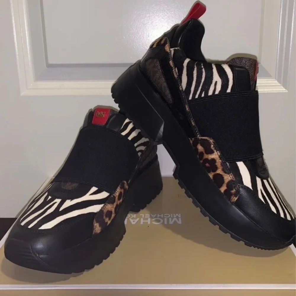 Michael KORS Cosmo Calf Hair Mixed Sneakers New Women’s Size 5 - Picture 3 of 7
